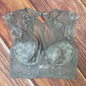 NWT VS High Neck Mini Bustier Grey Lace